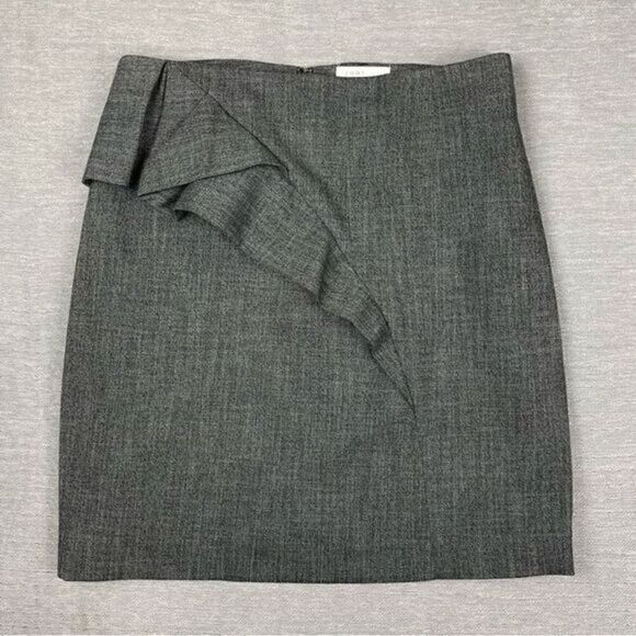Jodi Arnold The Limited Gray Ruffled Short Pencil Skirt Women’s Size 4 - Picture 1 of 8